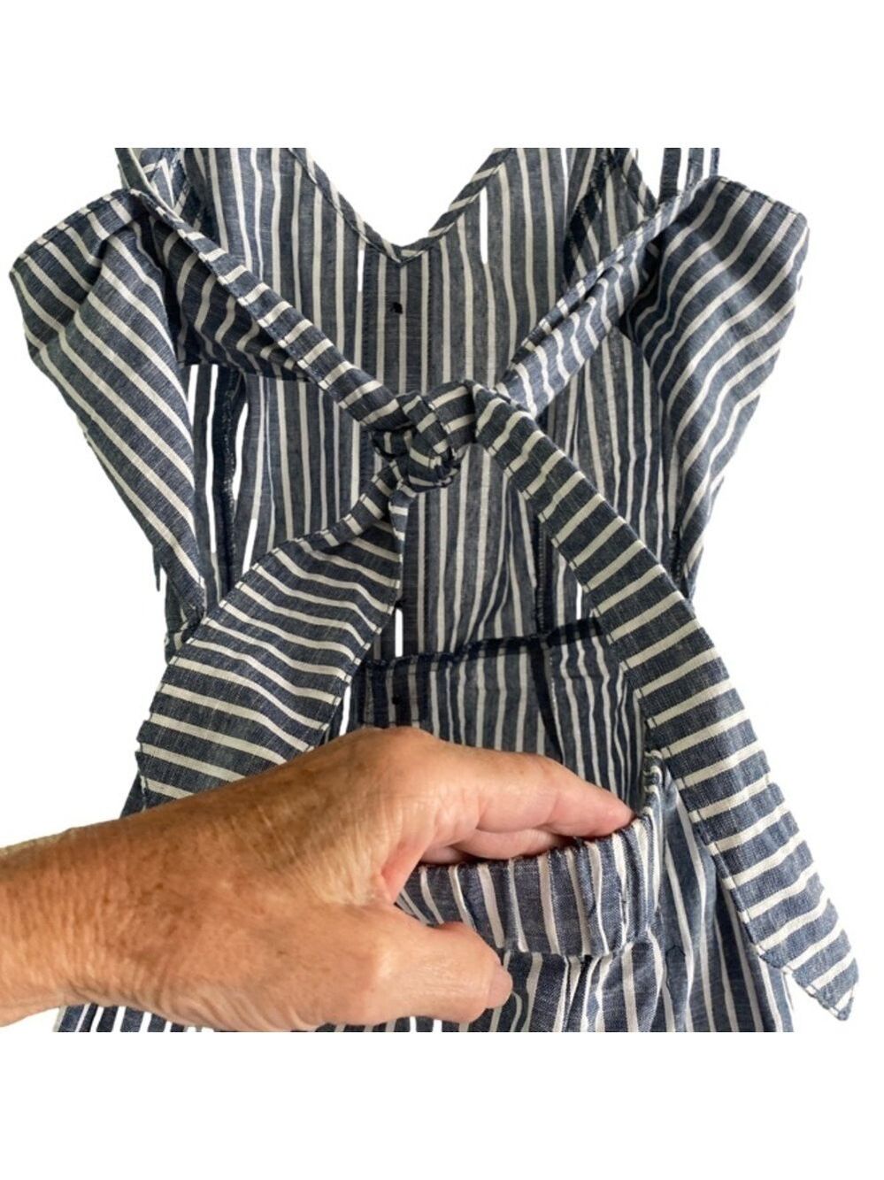 Rachel Roy Jumpsuit Cropped Blue and White Stripe Womens Size 6 - Picture 5 of 7
